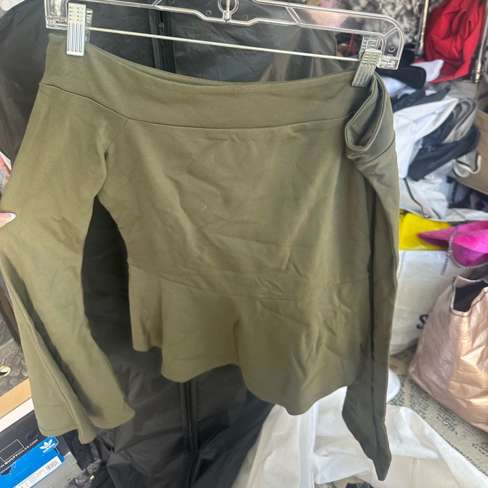 Olive green off shoulder shirt